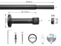 ondeco Stilgarnituren cap-noble Eisen Metall ausziehbar von ca. 160 bis 280 cm 1.0 Läufe