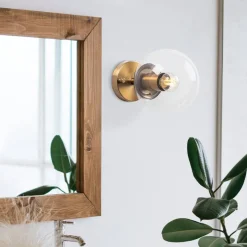 Opviq Wandleuchte Atmaca bronze Metall Glas B/H/T/L/D: ca. 15x24x15x15x15 cm E14 1 Brennstellen