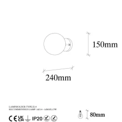 Opviq Wandleuchte Atmaca bronze Metall Glas B/H/T/L/D: ca. 15x24x15x15x15 cm E14 1 Brennstellen