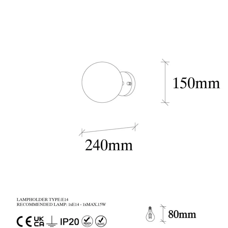 Opviq Wandleuchte Atmaca bronze Metall Glas B/H/T/L/D: ca. 15x24x15x15x15 cm E14 1 Brennstellen