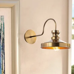 Opviq Wandleuchte Berceste gold Metall B/H/T/L: ca. 42x23x42x22 cm E27 1 Brennstellen