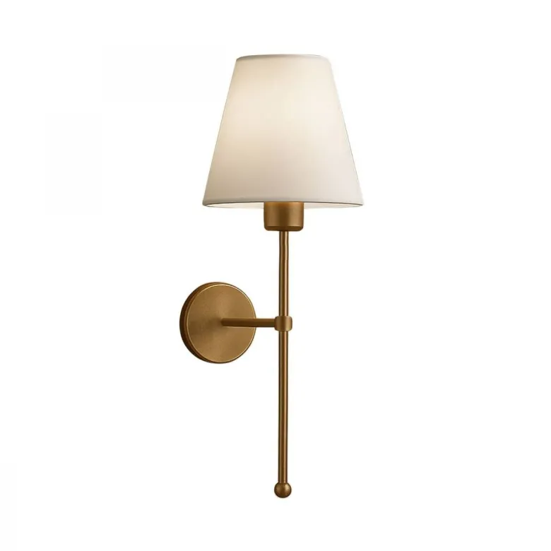 Opviq Wandleuchte gold creme Metall PVC B/H/L: ca. 13x50x13 cm E27 1 Brennstellen