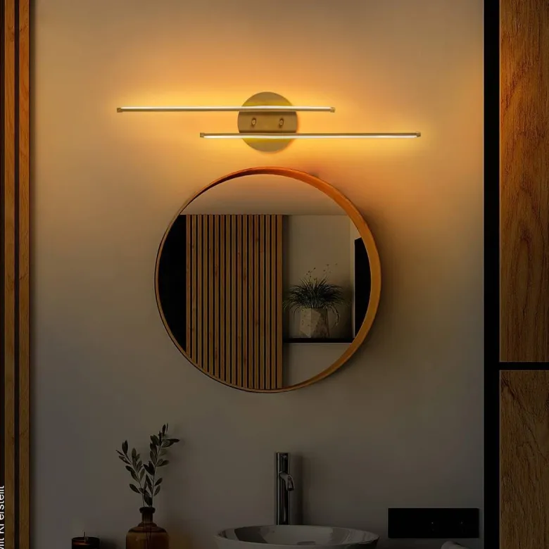 Opviq Wandleuchte gold Metall B/H/T/L: ca. 17x86x5x17 cm
