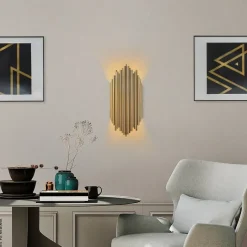 Opviq Wandleuchte gold Metall B/H/L: ca. 8x40x18 cm E14 1 Brennstellen