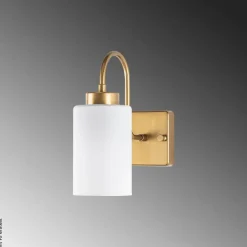 Opviq Wandleuchte gold weiß Metall Glas B/H/L: ca. 23x24x10 cm E27 1 Brennstellen