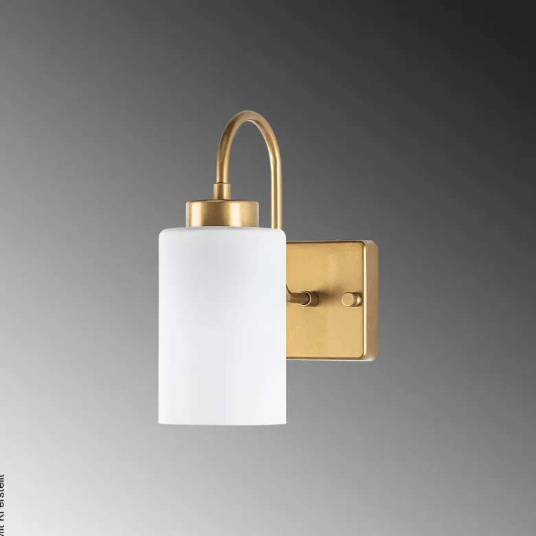 Opviq Wandleuchte gold weiß Metall Glas B/H/L: ca. 23x24x10 cm E27 1 Brennstellen