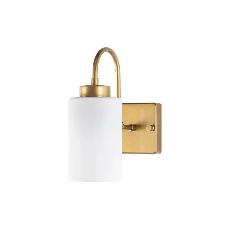 Opviq Wandleuchte gold weiß Metall Glas B/H/L: ca. 23x24x10 cm E27 1 Brennstellen