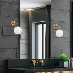 Opviq Wandleuchte Viran bronze Metall Glas B/H/T/L/D: ca. 27x25x27x15x15 cm E14 1 Brennstellen