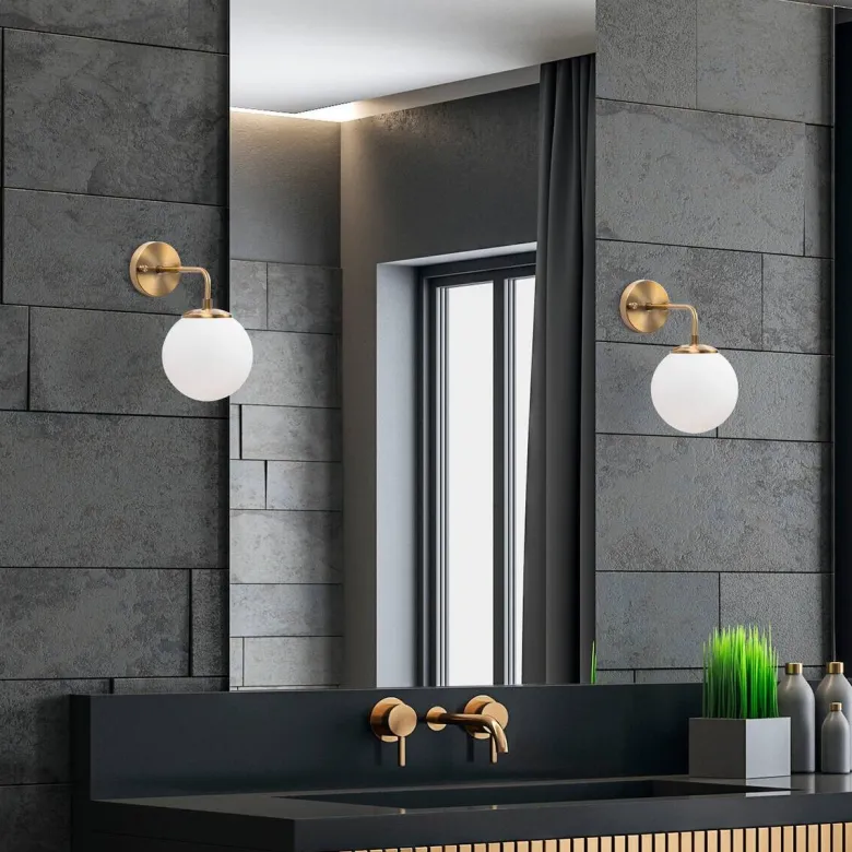 Opviq Wandleuchte Viran bronze Metall Glas B/H/T/L/D: ca. 27x25x27x15x15 cm E14 1 Brennstellen