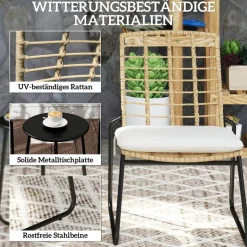 Outsunny Balkonmöbel Set beige Stahl B/H/L: ca. 56x78x67 cm