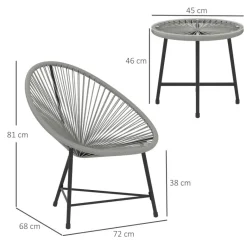 Outsunny Balkonmöbel-Set schwarz Glas B/H/L: ca. 68x81x72 cm