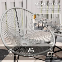 Outsunny Balkonmöbel-Set schwarz Glas B/H/L: ca. 68x81x72 cm