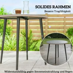 Outsunny Balkontisch grau Glas B/H/L: ca. 80x74x80 cm
