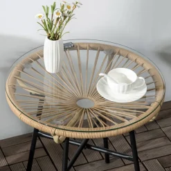 Outsunny Beistelltisch beige Eisen B/H/L: ca. 50x50x50 cm