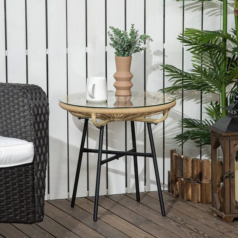 Outsunny Beistelltisch beige Eisen B/H/L: ca. 50x50x50 cm