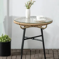 Outsunny Beistelltisch beige Eisen B/H/L: ca. 50x50x50 cm