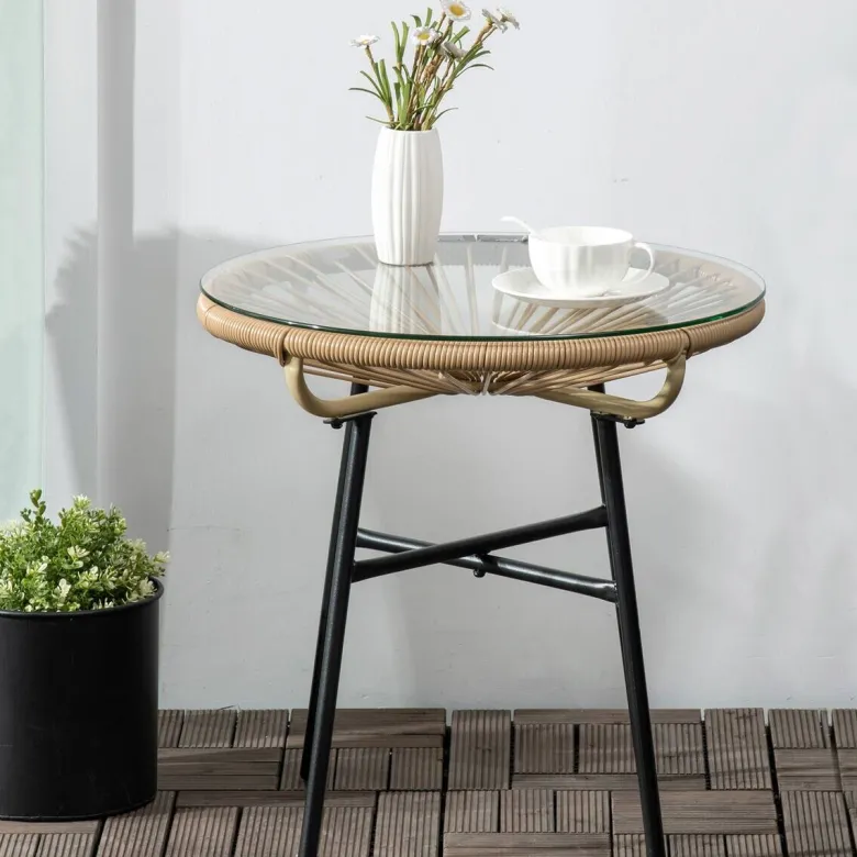 Outsunny Beistelltisch beige Eisen B/H/L: ca. 50x50x50 cm