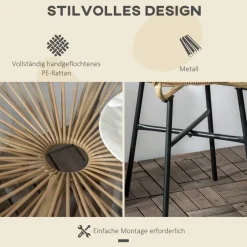 Outsunny Beistelltisch beige Eisen B/H/L: ca. 50x50x50 cm