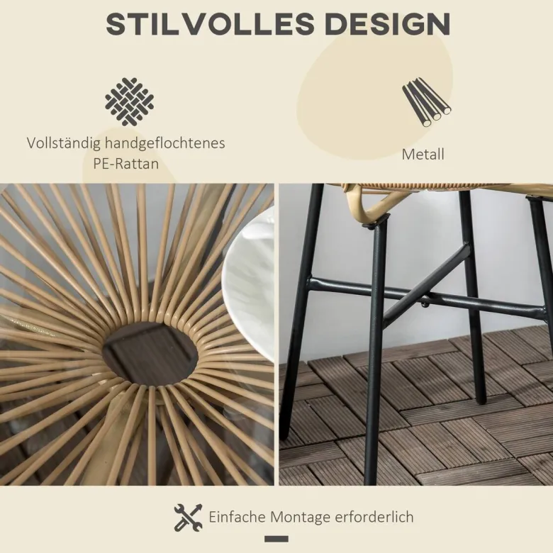 Outsunny Beistelltisch beige Eisen B/H/L: ca. 50x50x50 cm