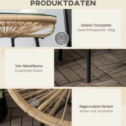 Outsunny Beistelltisch beige Eisen B/H/L: ca. 50x50x50 cm