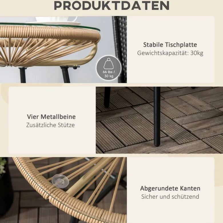 Outsunny Beistelltisch beige Eisen B/H/L: ca. 50x50x50 cm