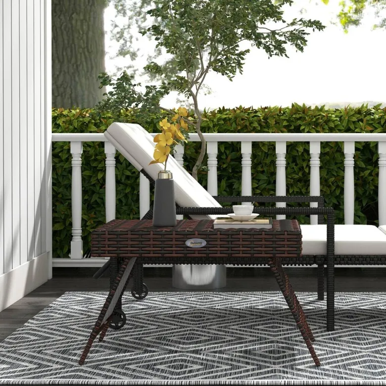 Outsunny Beistelltisch braun Polyrattan B/H/L: ca. 41x60x41 cm