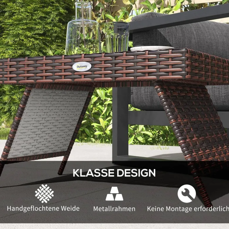 Outsunny Beistelltisch braun Polyrattan B/H/L: ca. 41x60x41 cm