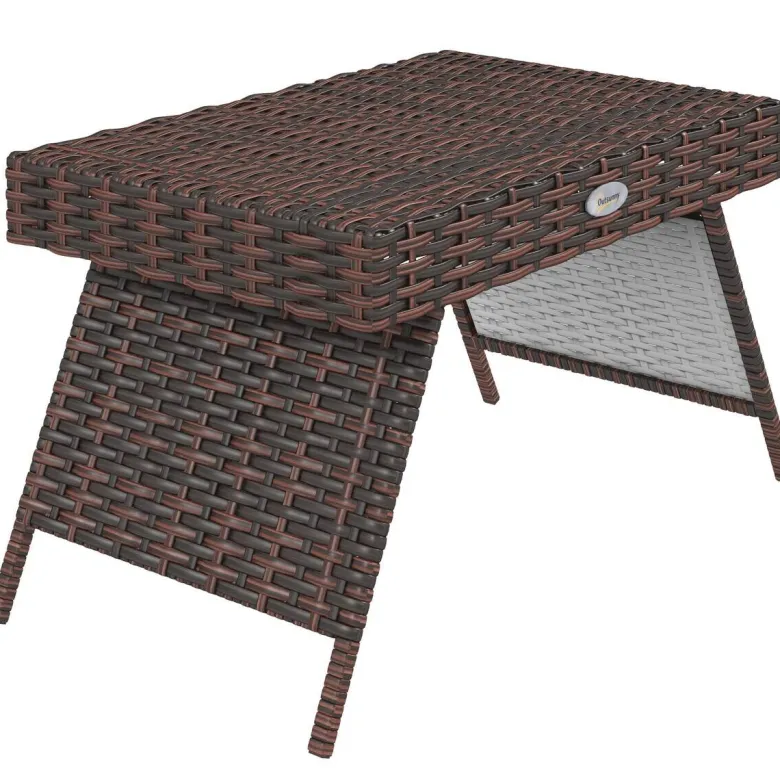Outsunny Beistelltisch braun Polyrattan B/H/L: ca. 41x60x41 cm