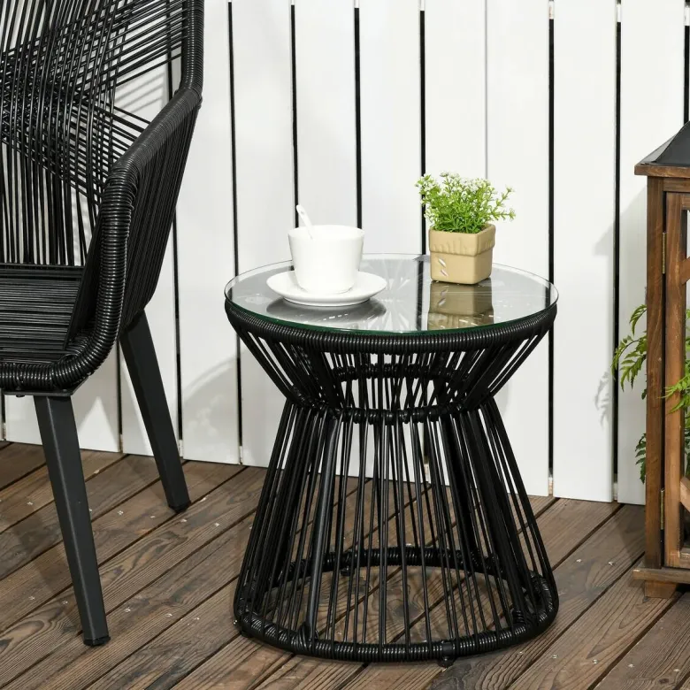 Outsunny Beistelltisch schwarz Eisen B/H/L: ca. 40x40x42 cm