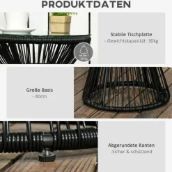 Outsunny Beistelltisch schwarz Eisen B/H/L: ca. 40x40x42 cm