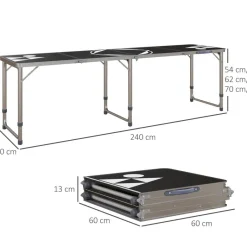 Outsunny Bierpong-Tisch schwarz Aluminium B/H/L: ca. 60x240x70 cm