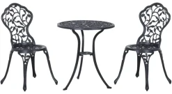 Outsunny Bistroset schwarz Aluminium B/H/L: ca. 60x65x60 cm