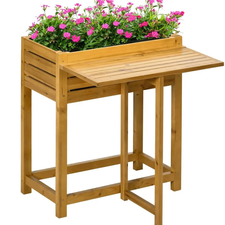Outsunny Blumenkasten mit Arbeitsfläche