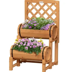 Outsunny Blumenkasten mit Rankgitter