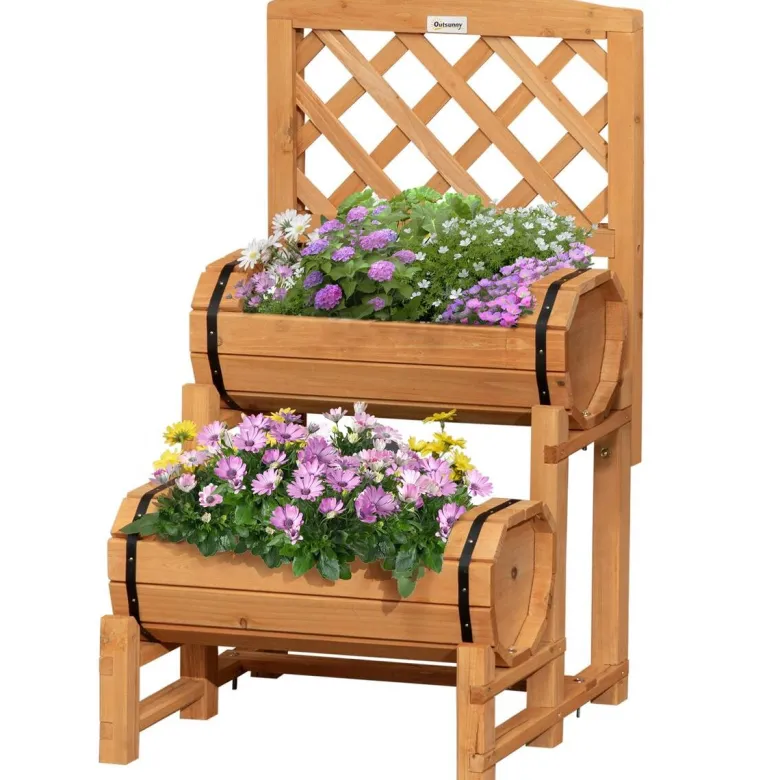Outsunny Blumenkasten mit Rankgitter