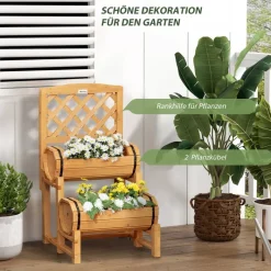 Outsunny Blumenkasten mit Rankgitter