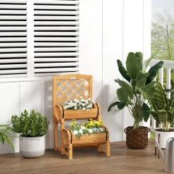 Outsunny Blumenkasten mit Rankgitter