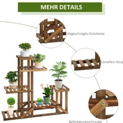 Outsunny Blumenständer braun Holz B/H/L: ca. 28x96,5x95 cm