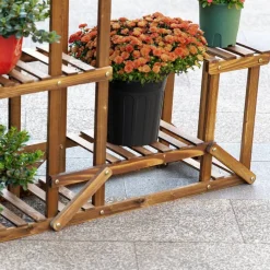 Outsunny Blumenständer braun Holz B/H/L: ca. 28x96,5x95 cm