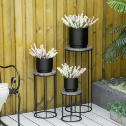 Outsunny Blumenständer schwarz Metall H/D: ca. 70x30 cm