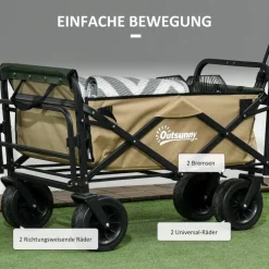 Outsunny Bollerwagen khaki B/H/L: ca. 57x94x100 cm