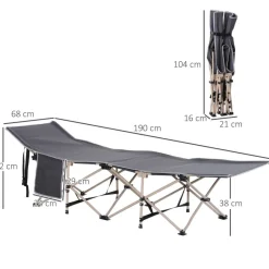 Outsunny Campingbett dunkelgrau Stahl B/H/L: ca. 68x52x190 cm