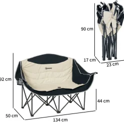Outsunny Campingstuhl khaki Metall B/H/L: ca. 50x92x134 cm