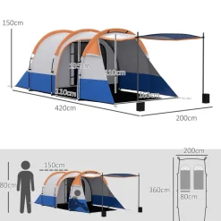 Outsunny Campingzelt orange Stahl B/H/L: ca. 200x150x420 cm