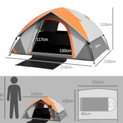Outsunny Campingzelt rot Polyester B/H/L: ca. 150x110x210 cm