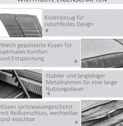 Outsunny Doppelliege grau Metall B/H/L: ca. 120x28x195 cm