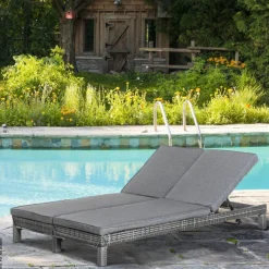 Outsunny Doppelliege grau Metall B/H/L: ca. 120x28x195 cm