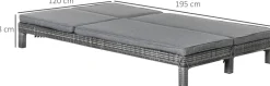 Outsunny Doppelliege grau Metall B/H/L: ca. 120x28x195 cm