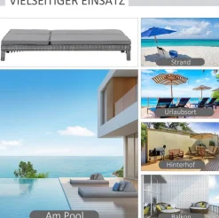 Outsunny Doppelliege grau Metall B/H/L: ca. 120x28x195 cm