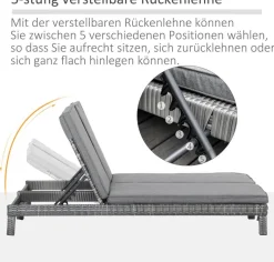 Outsunny Doppelliege grau Metall B/H/L: ca. 120x28x195 cm